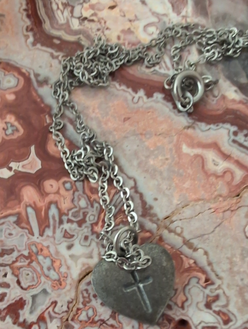 Cross Heart Vintage Necklace (See Photo)